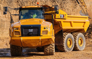 The Cat 730 EJ is one of four articulated truck models with a new design. Photo: Caterpillar