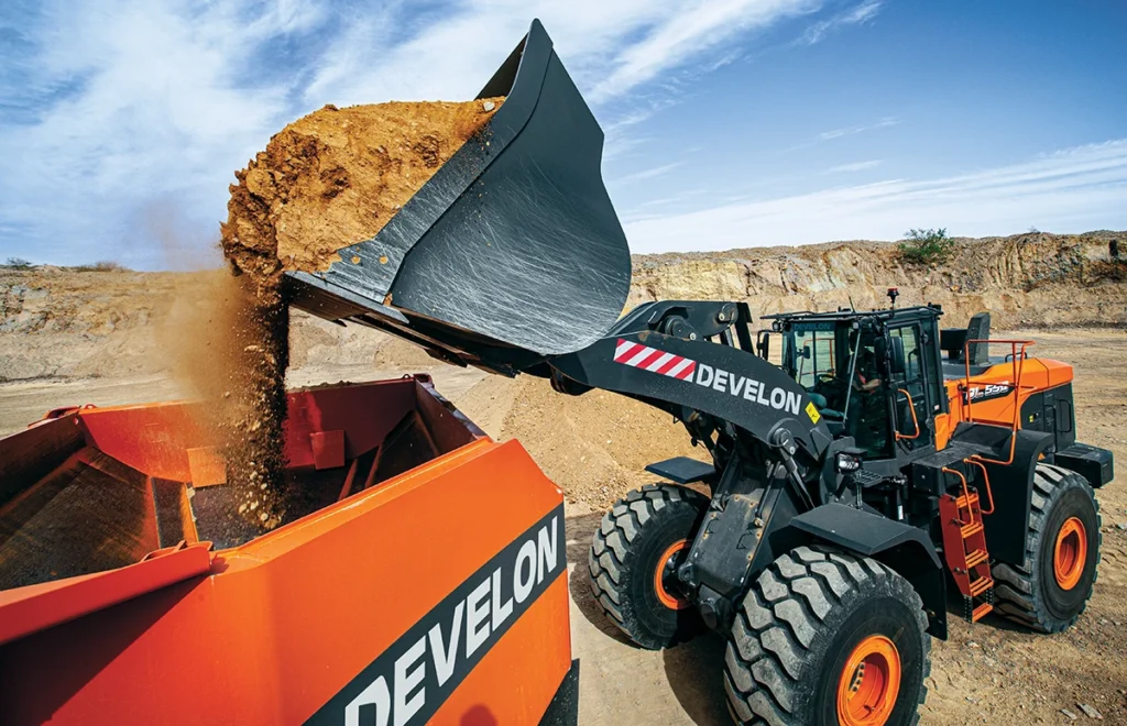 When selecting a wheel loader bucket, evaluate bucket weight and capacity first. (Photo: Develon)