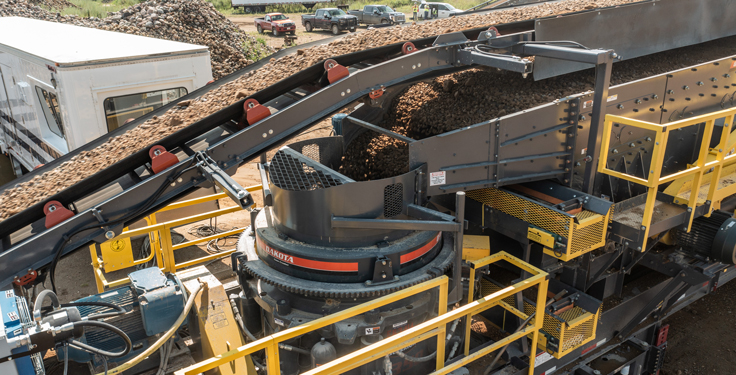 Excavating, says the company has doubled its production to nearly 1 million tph after adding the D350 Dakota cone crusher. (Image: Superior Industries)