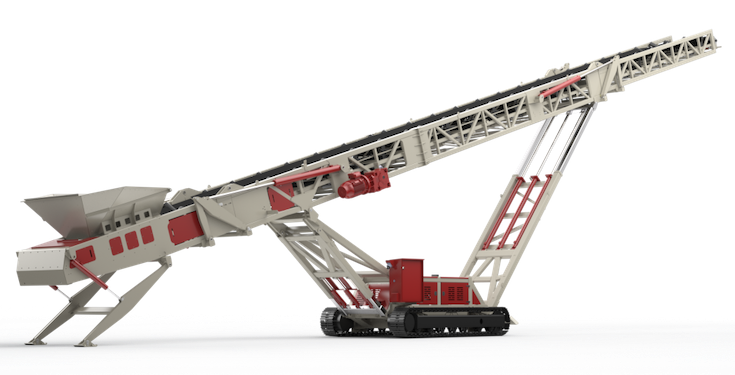 Telestack's new TCL 2031 tracked mounted conveyor is suitable for applications ranging from 1,650 tph to 2,750 tph. Photo: Telestack