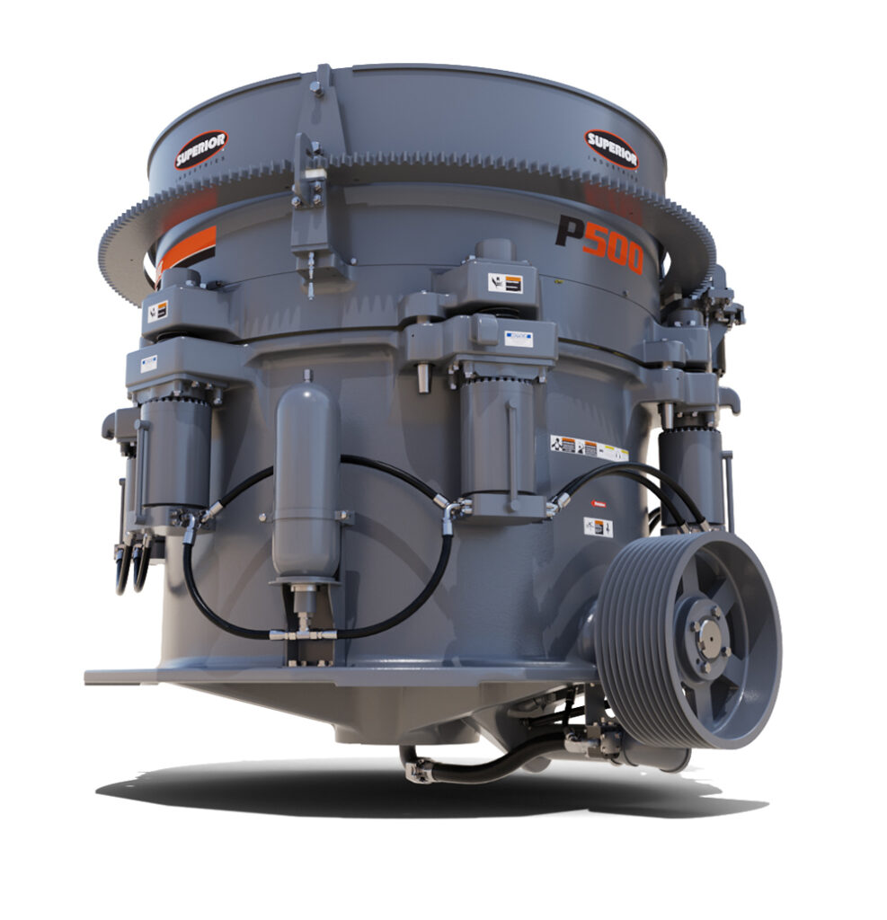 A factory-approved power upgrade now rates the P500 Patriot cone crusher for 600 hp. (Photo: Superior Industries)