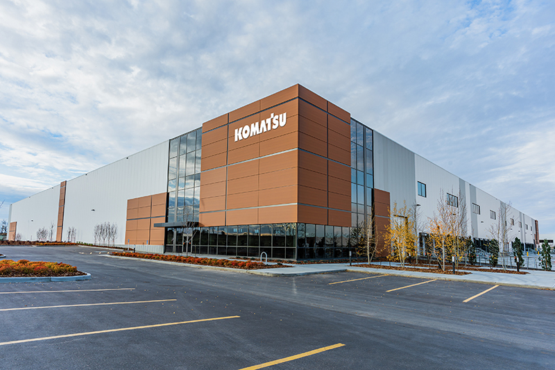 Komatsu’s full-service distribution center in Edmonton, Alberta, is set to open in early 2026. (Photo: Komatsu)