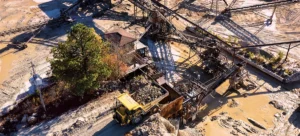 Aerial view of a stationary crushing plant