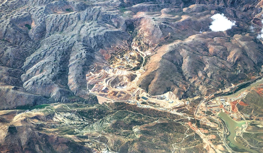 Aerial photo of an area with diverse geology