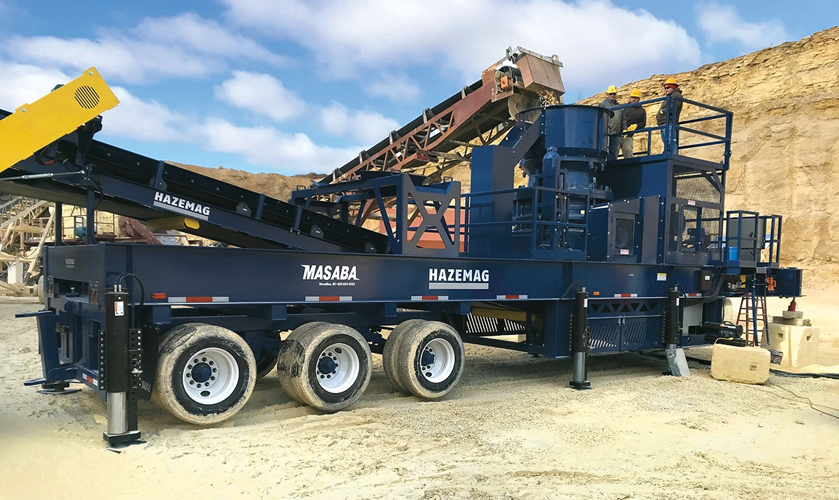 Photo of a wheel-mounted portable crusher