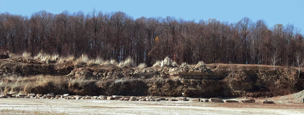 Photo of a blast sequence, releasing energy in a controlled manner.