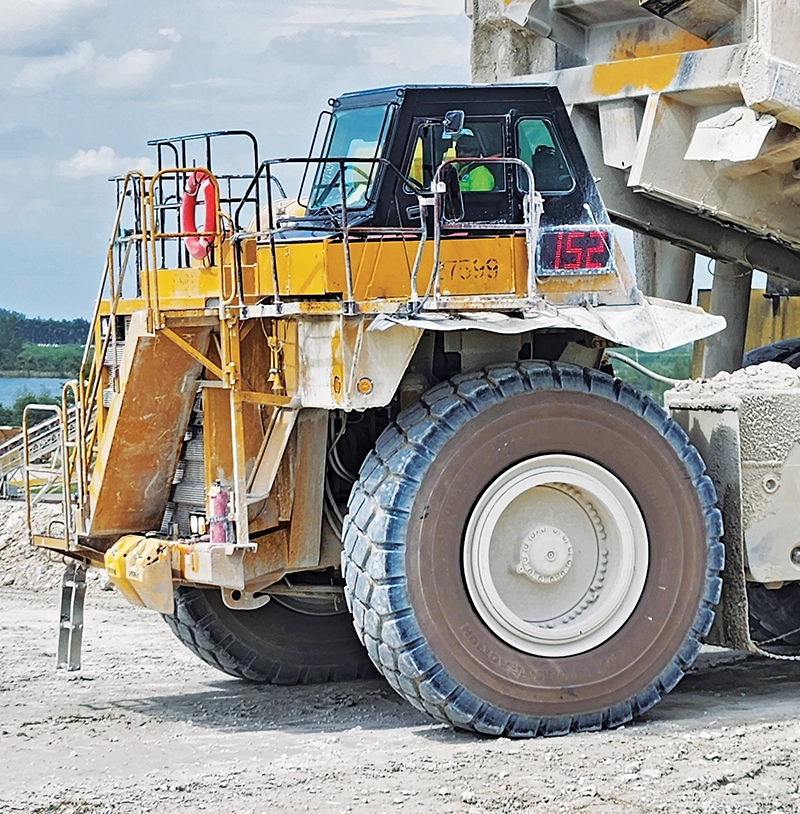 Photo focusing on a truck's tire