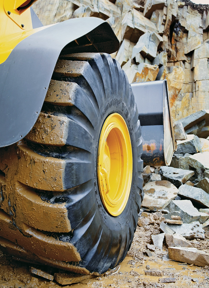 Photo of a wheel on a haul truck