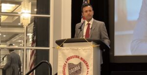 Vivek Ramaswamy, a 2024 presidential candidate and current Ohio gubernatorial candidate, delivered a keynote speech at the Ohio Aggregates & Industrial Minerals Association's Annual Meeting in Columbus. (Photo: P&Q Staff)