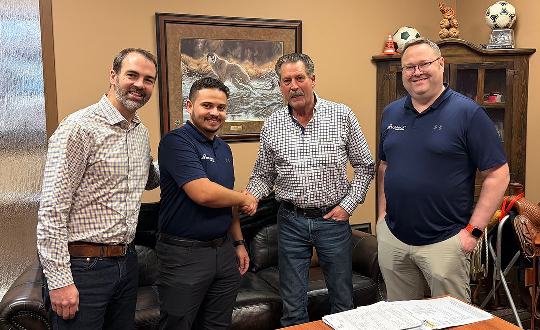 From left: Aaron Lee (Tyalta Industries), Alex Cacebelos (ProStack), Craig Kergen (Tyalta) and Neil Robinson (ProStack) celebrate their new partnership. Photo: ProStack