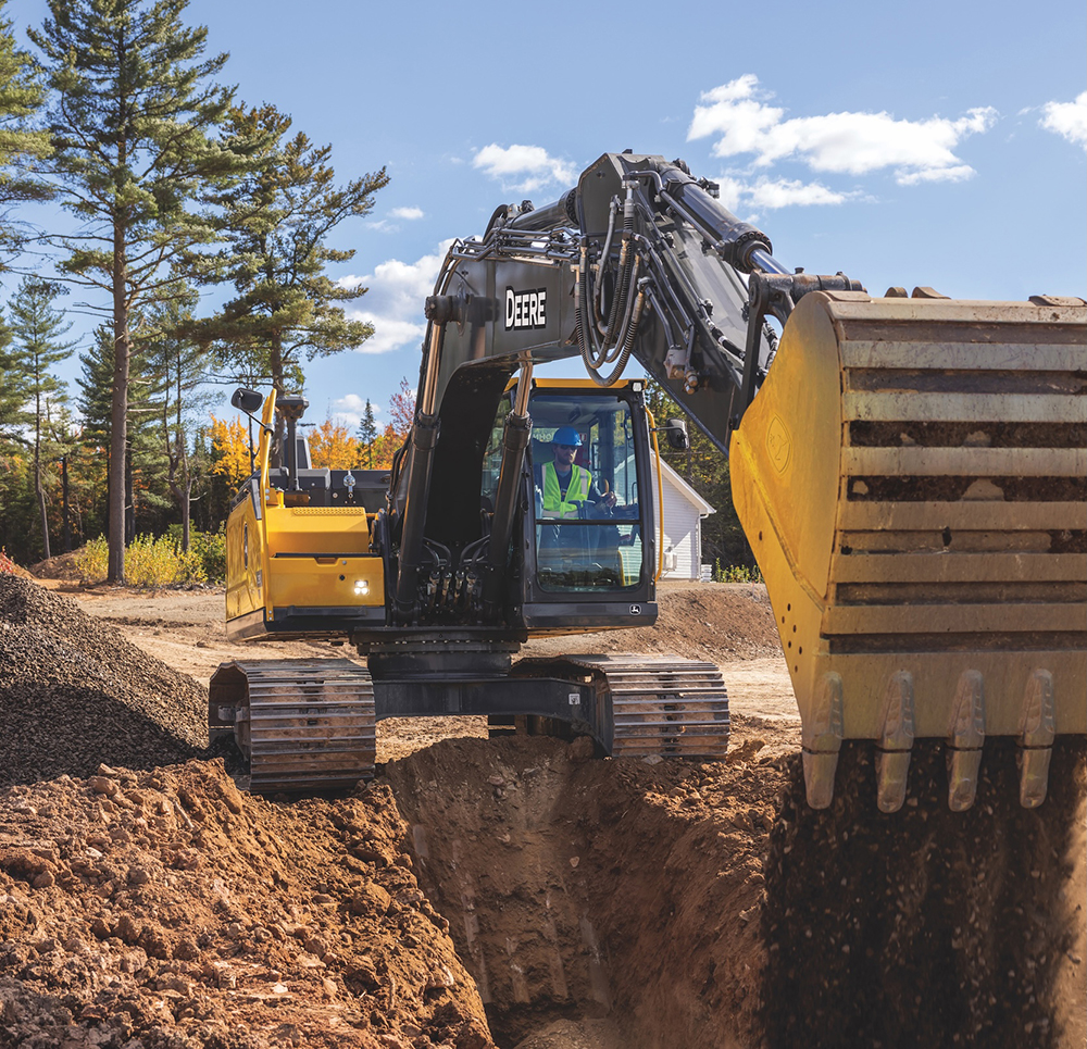 The 230 P-Tier excavator (pictured) joins the 210 and 260 as new-generation John Deere models. (Photo: John Deere)
