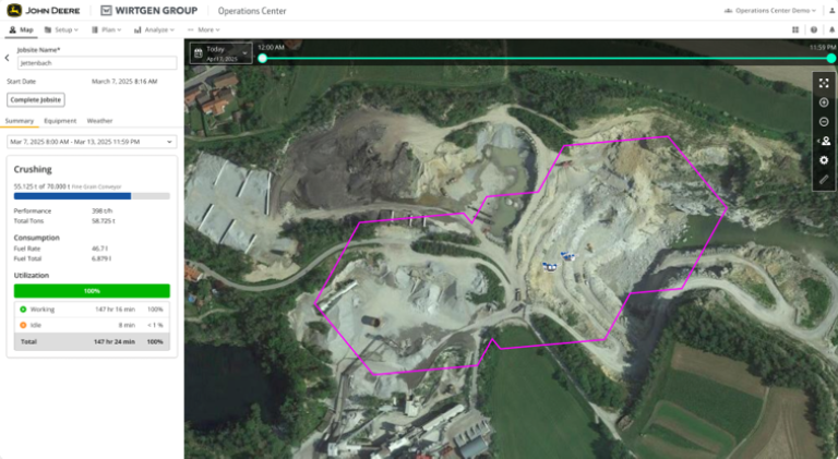 KLEEMANN WPT Crushing performance data in the John Deere Operations Center