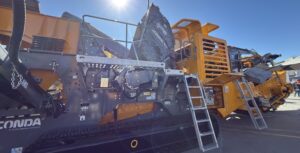 Anaconda's I14R impact crusher was a highlight of the company's booth, shared with sister company RubbleCrusher. (Photo: P&Q Staff)