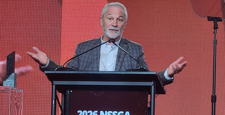 Mark Krause, vice president of McLanahan Corp., received NSSGA's Barry K. Wendt Memorial Commitment Award, during the association's Annual Convention. (Photo: P&Q Staff)