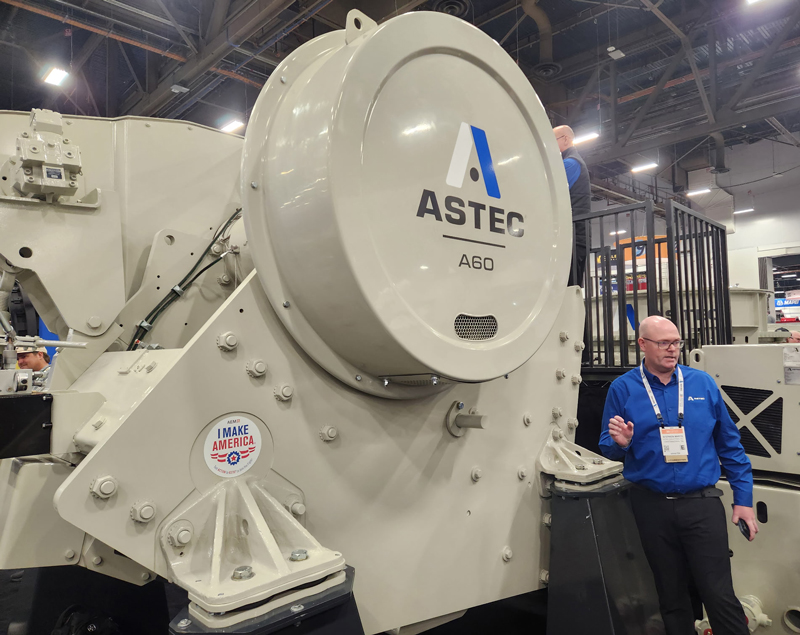 Astec Industries' Stephen Whyte offers details on the new A60 jaw crusher. (Photo: P&Q Staff)