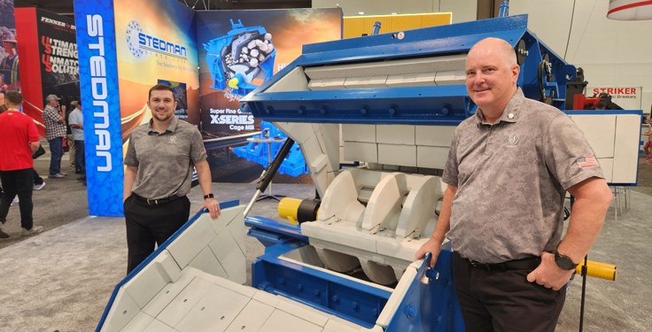 Colby Bowman (left) and Chris Nawalaniec shared news and developments on behalf of Stedman Machine Co. (Photo: P&Q Staff)