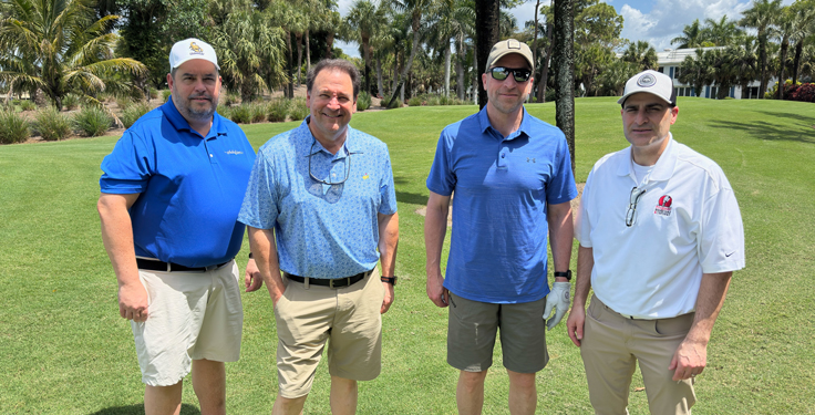 Hitting the golf course at the conference were (from left) Harold Maurer of Halidjan, Mark Camp of Dodge industrial, Darrell White of Westmoreland Contract Mining and Pit & Quarry Associate Brand Manager Dino Vitanza. (Photo: P&Q Staff)