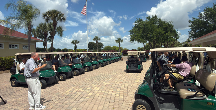 Golfers prepare to take off ahead of this afternoon's golf outing at LaPlaya Golf Club, as part of the Pit & Quarry Roundtable & Conference. (Photo: P&Q Staff)
