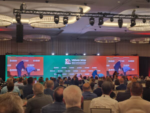 Pro Football Hall of Famer Terry Bradshaw delivered a high-energy keynote address during the NSSGA Annual Convention Monday at Fontainebleau Las Vegas. (Photo: P&Q Staff)