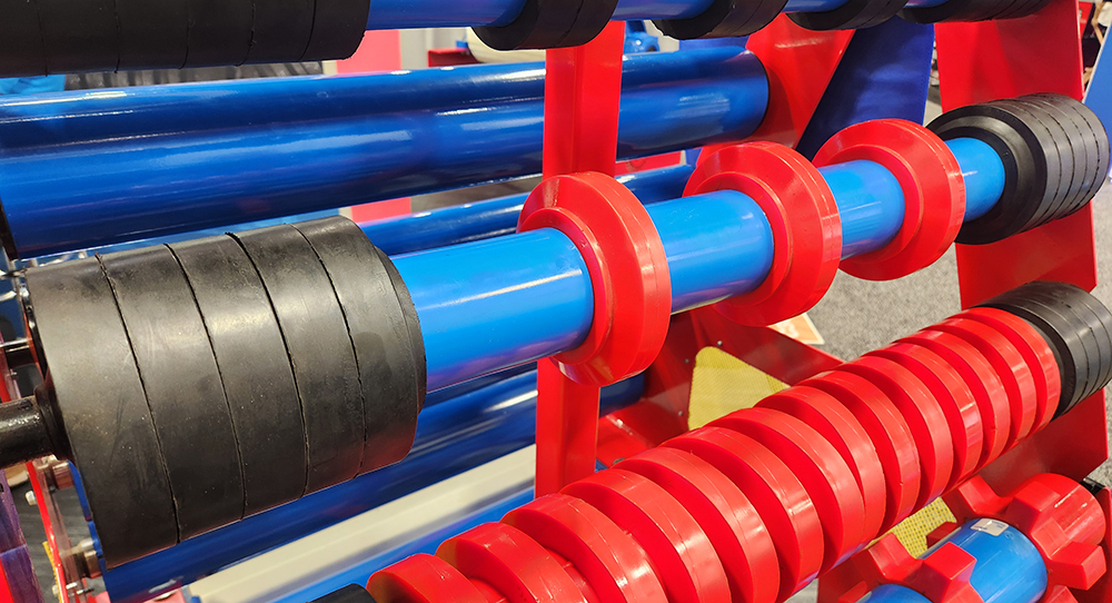 Luff Industries says the urethane disc return roller delivers up to five times the life of standard rubber rolls, with superior cleaning and durability. (Photo: P&Q Staff)