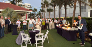 Pit & Quarry associate brand manager Dino Vitanza addresses attendees at the welcome reception of the Pit & Quarry Roundtable & Conference at LaPlaya Beach & Golf Resort in Naples, Florida. (Photo: P&Q Staff)