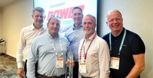 From left: Melker Jernberg, head of Volvo CE; Dave Matz, president of ML Holdings (parent company of Power Equipment Co.); Scott Young, head of the North American region at Volvo CE; Mark Kuhn, vice president of construction sales at Power Equipment Co.; and Martin Lundstedt, CEO and president of Volvo Group. (Photo: Volvo CE)